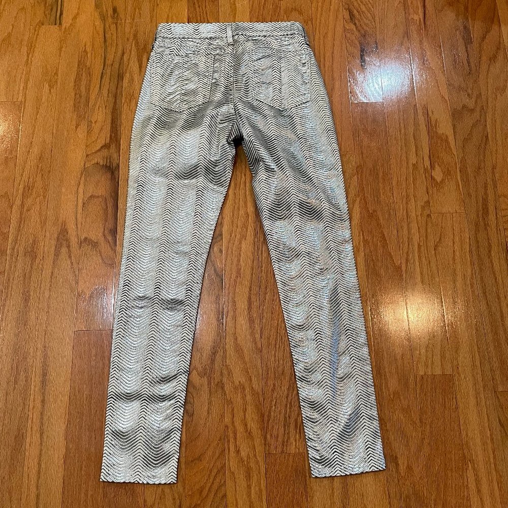 rag & bone Zebra Women's Metallic Jean Tag Size 28 Silver Black Made in the USA - Picture 3 of 13